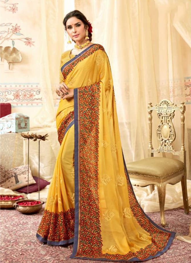 Stylish Chiffon Saree Collection Beautiful Embroidery Designs  